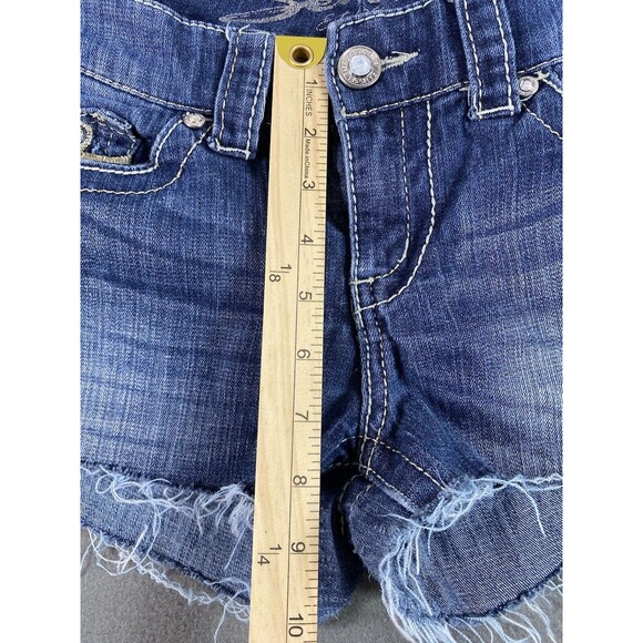 Seven 7 Jean Shorts Womens 30x2 Blue Cut Off Frayed Shortie Booty Med Wash Tag 8 - Picture 5 of 13